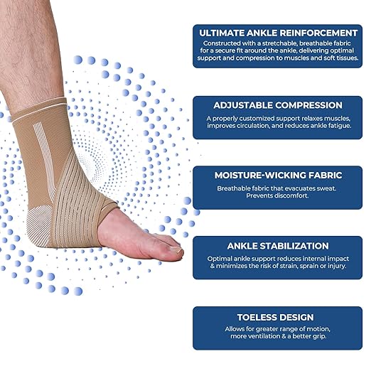 NeoTech Care Adjustable Ankle Support Brace (Beige, Size L, 1 Unit)