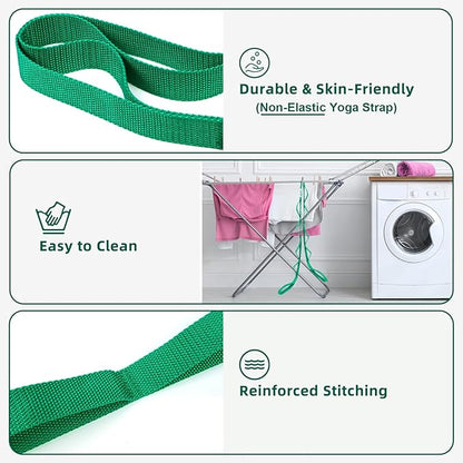 Abiarst Stretching Strap Yoga Straps for Physical Therapy, 10 Loops Non-Elastic Stretch Band for Pilates, Flexibility, Exercise and Gymnastics