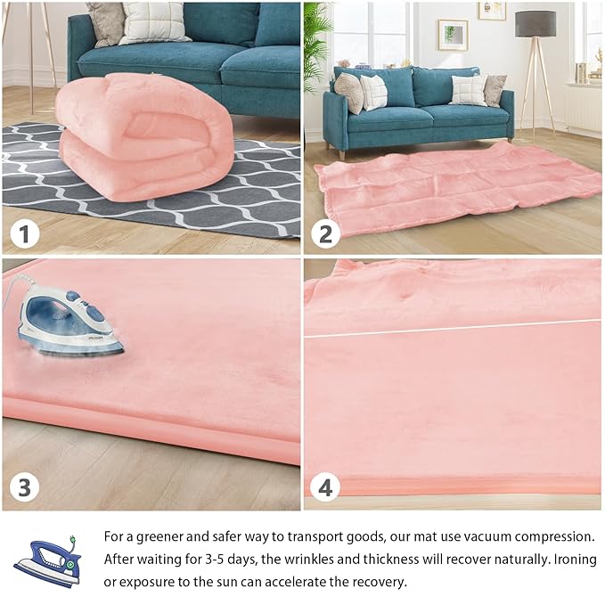 Baby Play Mat for Floor Nursery Rug Muscle Mat Area Rug Playroom Rug 74"x50" Playpen Mat Memory Foam 1.3" Thick Crawling Mat for Babies,Toddlers, Infants, Kids,Light Pink