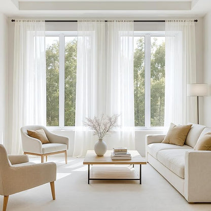 MIULEE Ivory Sheer Curtains 84 Inches Long, 4 Panels Set, Light Filtering Rod Pocket Voile Drapes for Living Room and Bedroom, Airy Soft Fabric Window Treatments, 42 x 84 Inches