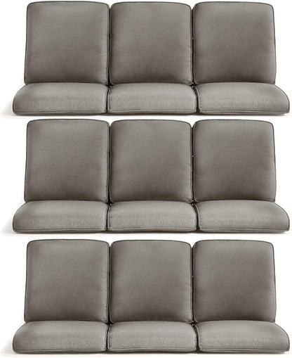 9-Piece Outdoor Patio Cushion Set - Fade & Water Resistant with Removable Olefin Cover, 22x24x4 Inch Memory Foam Cushions for Wicker Sectional Sofa – Grey/Regular