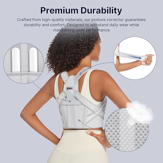 Fit Geno Posture Corrector for Women & Men: Adjustable Lightweight Upper Back Brace for Neck Shoulder & Upper Back Pain Relief - Improve Posture Correct Hunchback Slouching Invisible Under Clothes (M/L Under Bust 35" - 47")