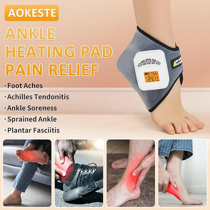 AOKESTE Cordless Ankle Heating Pad with Vibration Massage,Upgraded 5000mAh Rechargeable Heated Foot Massager for Pain Relief, Arthritis, Achilles Tendonitis & Plantar Fasciitis((Low Noise)