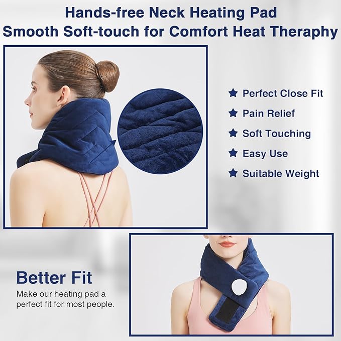 AOKESTE Heating Pad for Neck Pain Relief, Neck Heating Pad for Soreness Stiffness,Heated Wrap Warmer for Cervical Spondylosis,Auto Shut Off,86-158°F Temp Setting
