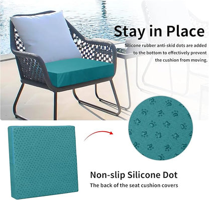 Easy-Going Waterproof Patio Cushion Covers 24x22x4 inch 4 Pack Replacement Non-Slip Outdoor Seat Cushion Slipcover with Zipper. Teal