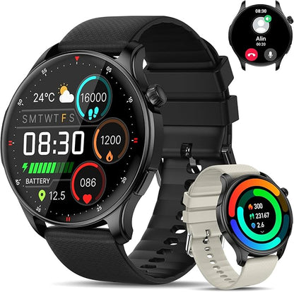 Smart Watch for Men Women Fitness Tracker: Waterproof Bluetooth Call Answer/Make Smart Watches for Android/iPhone Digital Mens Smartwatch Activity Pedometer Heart Rate SpO2 Monitor 120+ Sports Model