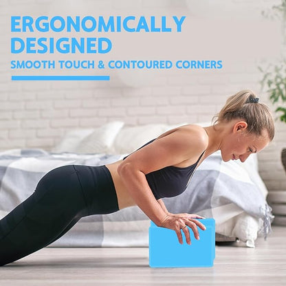 Yoga Block - Supportive Latex-Free Eva Foam - Soft Non-Slip Surface with Beveled Edges for Yoga, Pilates, Meditation - Yoga Accessories for Stability, Balance, Deepen Stretches