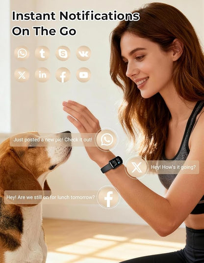 Fitness Tracker with 24/7 Heart Rate Monitor, Sleep Tracker - 3 ATM Waterproof Fitness Watch Calorie Step Counter Smart Watch Includes 3 Sport Bands for Android iOS Women Men, Black