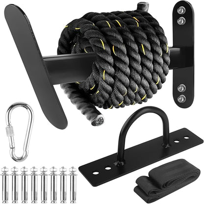 Battle Rope Hanger Anchor Strap Kit Battle Rope Storage Rack Battle Rope Fastening Hook Wall Mount Exercise Rope Organiser Home Gym or Commercial Gym