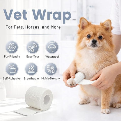 40 Pack Self Adhesive Bandage Wrap, 2 Inch Strong Compression Self Adherent Tape in White, Elastic Athletic Support for Wrist Ankle and Swelling Relief, Ideal for Wrist Ankle Thumb Support
