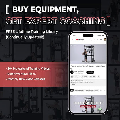 Mikolo M4 2.0 Standard/Ultra/Elite Smith Machine, 2200lbs Squat Rack with LAT-Pull Down System & Cable Crossover Machine, Training Equipment with Leg Hold-Down Attachment