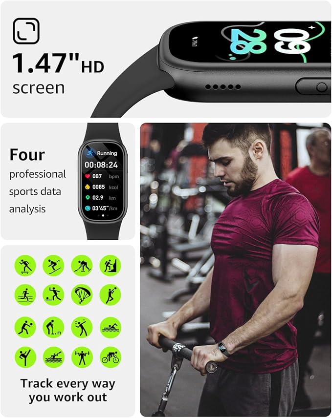 Fitness Tracker with Step Counter/Calories/Stopwatch, Activity Health Tracker with BloodPressure Heart Rate Monitor, Sleep Tracker, 137+Sport Modes, Pedometer SmartWatch, Gift for Women Men Midnight
