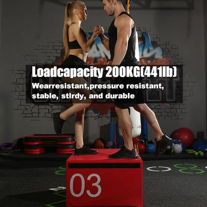 Box Jump, Soft Foam Enhanced Box Jump, Plyometric Training Box, Stackable Box Jump, Used for Jump Training, Pressure Training and Physical Training. Suitable for Home Gym Exercise