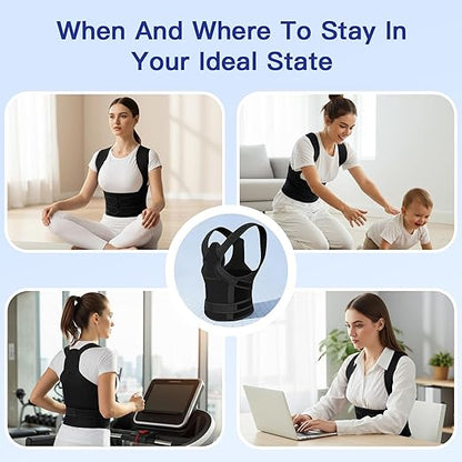 Posture Corrector for Women & Men, Back Brace Straightener with Adjustable Support, Relief for Neck/Shoulder/Back Pain, Scoliosis & Hunchback Correction, Breathable Mesh Design