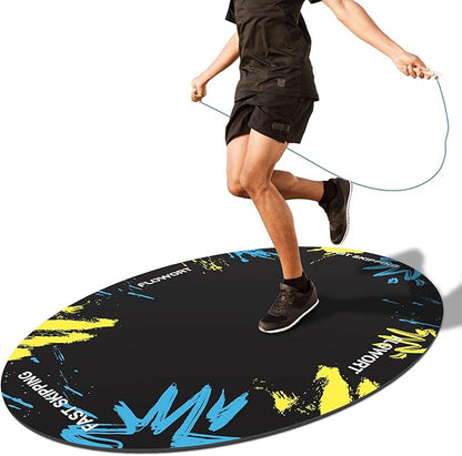 Cheete Jump Rope Mat Large Rubber Exercise Mat Indoor Outdoor Shock Absorbing Mat Non-Slip Oval Design for Floor & Rope Protection, Workout Mats for Home Gym Flooring