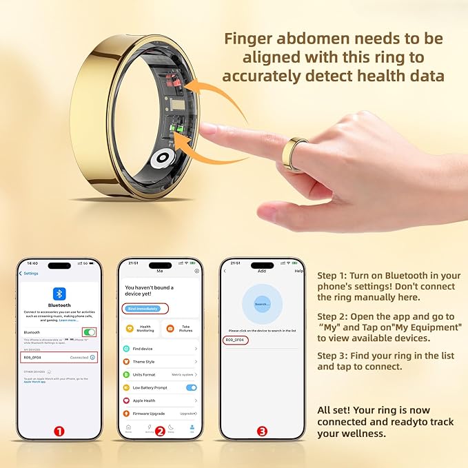 Smart Ring for Women& Men, Fitness Ring & Sleep Tracker Health Tracker With Heart Rate & Blood Oxygen Monitor, Step Counter Ring,IP68 Waterproof, No Subscription Fee for IOS & Android (Silver, #10)