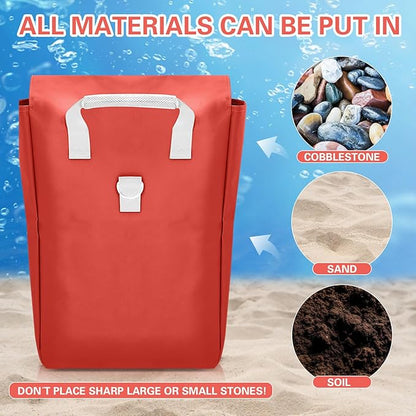Simgoing 4 Pcs Vinyl Sand Bags for Bounce House, Bounce House Accessories Sandbag for Support & Anchor Inflatables Tents Water Slides Canopies Commercial, Holds up to 50 Lbs (Red)