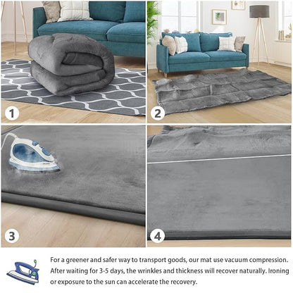 Baby Play Mat for Floor Nursery Rug Muscle Mat Area Rug Playroom Rug 47"x47" Playpen Mat Memory Foam 1.3" Thick Crawling Mat for Babies,Toddlers, Infants, Kids,Grey