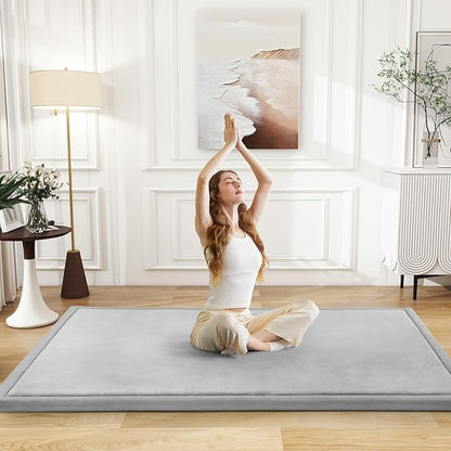 Baby Play Mat for Floor Nursery Rug Muscle Mat Area Rug Playroom Rug 39"x59" Playpen Mat Memory Foam 1.3" Thick Crawling Mat for Babies,Toddlers, Infants, Kids,A Light Gray