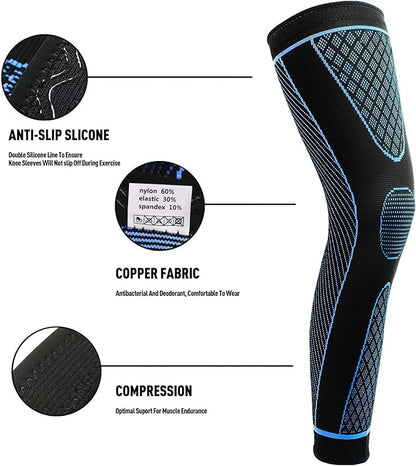 Full Leg Sleeves Long Compression Leg Sleeve Knee Sleeves Protect Leg, for Man Women Basketball, Arthritis Cycling Sport