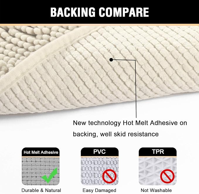 H.VERSAILTEX Microfiber Bath Rugs Chenille Floor Mat Ultra Soft Washable