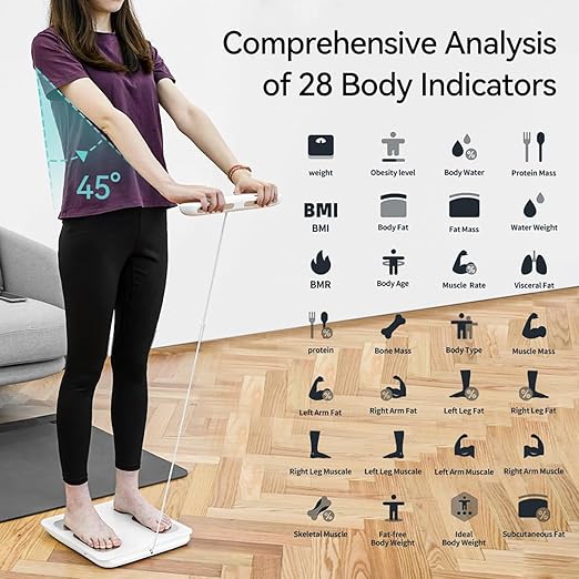 Behnke Pro Max Smart Body Scale with 8 Electrodes – Body Composition Scale with 28 Metrics, Weight, BMI, Body Fat, Muscle Mass, Visceral Fat, BMR, Bluetooth App