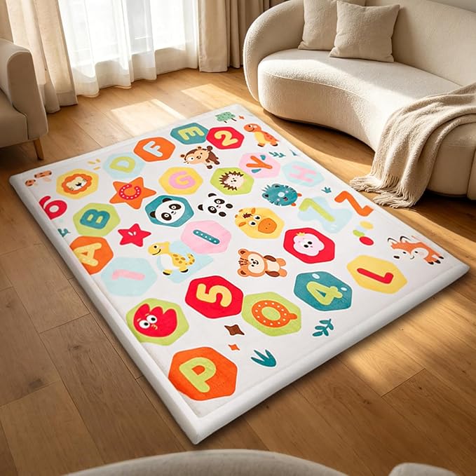 RONGFA Baby Play Mat for Floor,1.3" Thick Elasti-Foam Playpen Mat for Tummy Time, Easy Care with Non-Slip Cushioned for Infant,Kids and Toddler Crawling