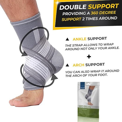 NeoTech Care Adjustable Ankle Support Brace (Gray, Size L, 1 Unit)