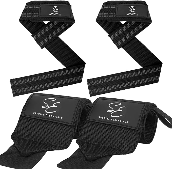 Special Essentials Wrist Straps for Weightlifting and Weightlifting Wrist Wraps for Men & Women (2 Pair Bundle) Premium Padded Neoprene - Gym Lifting Straps