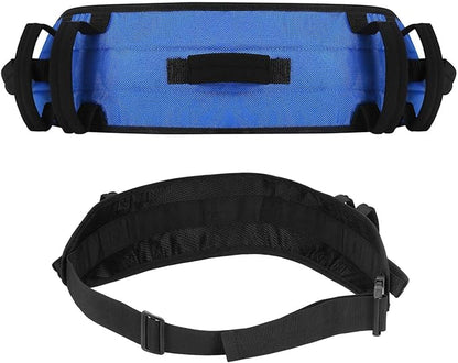 Rhino Valley Gait Belt 2 Pack with 7 Handles - Anti-Slip Transfer Belt for Seniors & Elderly Care, Adjustable Patient Lift Safety Belt for Home & Hospital Use, Blue & Black