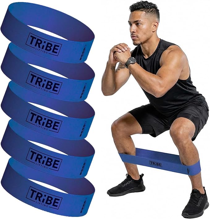 Tribe Lifting Fabric Resistance Bands for Working Out - 5 Exercise Bands Set for Legs and Glutes - Booty Bands for Women and Men - Thick Cloth Workout Bands for Physical Therapy, Hip Training