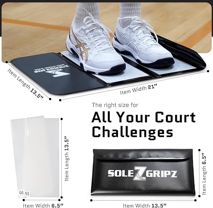 Portable Basketball & Volleyball Sticky Mat by Sola Athletics– Foldable, Reusable, Non-Slip Traction Board for Court Shoe Grip – Perfect for Hardwood Floors –60 Sticky Sheets