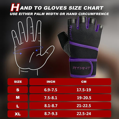 Workout Gloves with Wrist Wrap Support, Weight Lifting Gloves with Full Palm Protection & Extra Grip for Men Women Gym Exercise, Fitness, Weightlifting, Pull ups