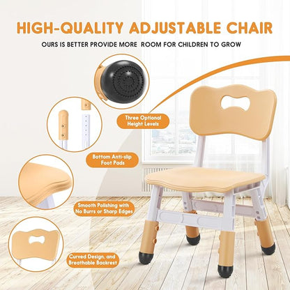 Kids Chair Adjustable Height Children Chairs Suitable for Children Age 2-8 with Foot Covers for Home Classroom Kindergarten and Children's venues Two-Pack
