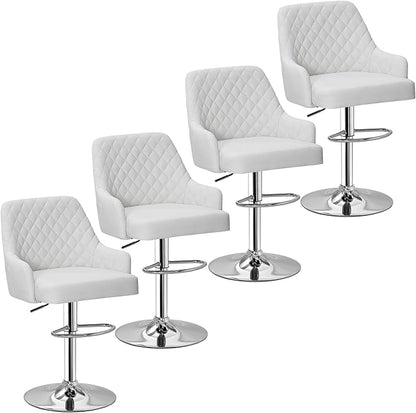 VECELO Adjustable Bar Stools Set of 4 with Back, Bar Height for Kitchen Counter