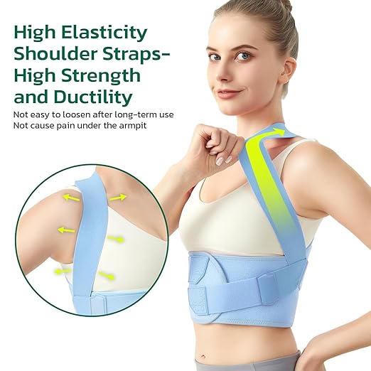 aoFIT Posture Corrector for Women, Lightweight and Breathable Back Brace for Pain Relief, Rounded Shoulders and Hunchback, Compact & Portable with Fashionable Design, Invisible Under Clothes Blue M