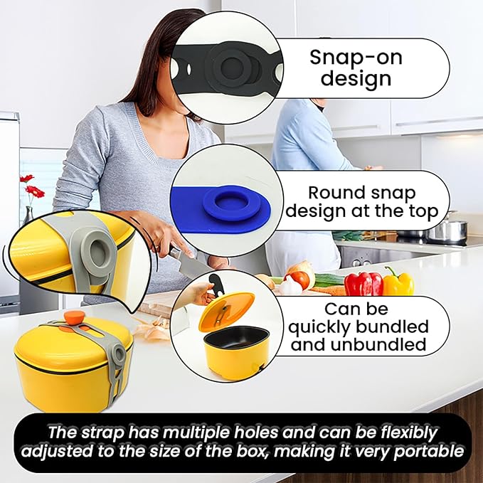 21.3 Inch Reusable Silicone Tie - Self-Locking Elastic Strap for Bento Box/Slow Cooker Lid/Pot, Multi-Use Organizer for Cords/Curtain/Yoga Mat/Camping Gear, BPA-Free & Dishwasher Safe (Black 1PCS)