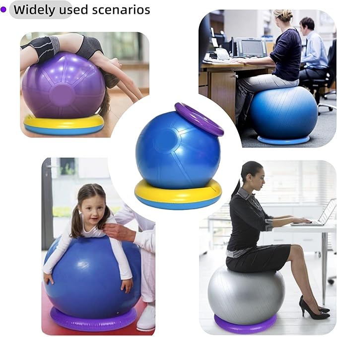 Yoga Ball - Base, Fixed Ring Anti slip Stability, Suitable for Home, Gym, Office, Improving Back Pain, Providing Balance, PVC (1PCS）