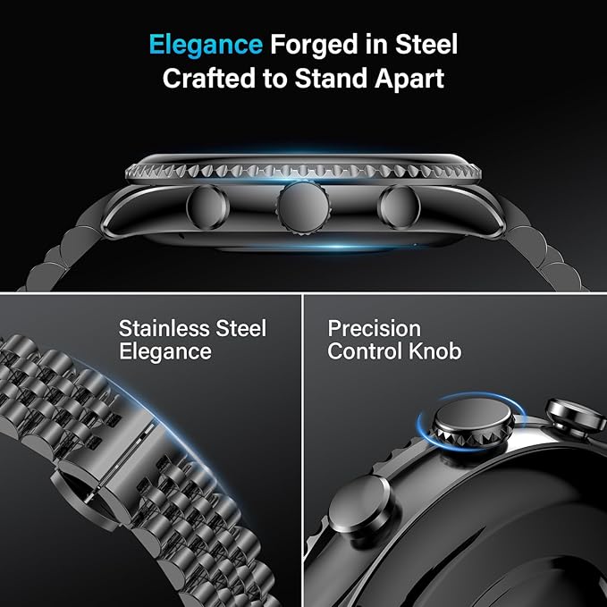 2026 Rotating Bezel Smart Watch for Men with Bluetooth Call, Heart Rate, Blood Pressure, SpO2, Sleep Monitor, Waterproof Round Watch with Encoder Knob, 1.32" AMOLED Display, Compatible Android and iOS