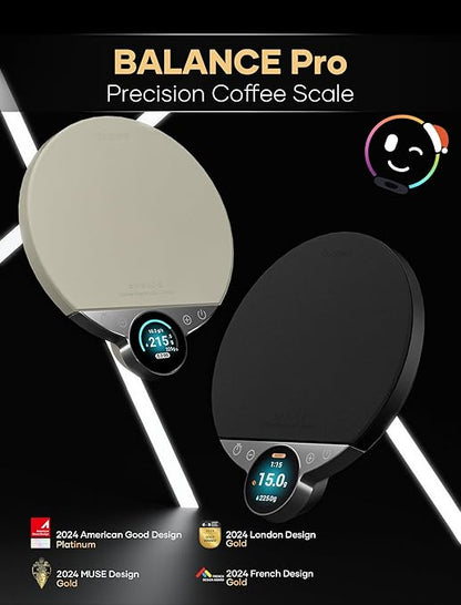 Cocinare Balance Pro Smart Coffee Scale with Timer and Water Flow Rate, Espresso Scale for Pour Over and Barista Brewing, Brew Assist Mode, 0.05g Precision, 3.5kg Digital Scale, App Control (White)