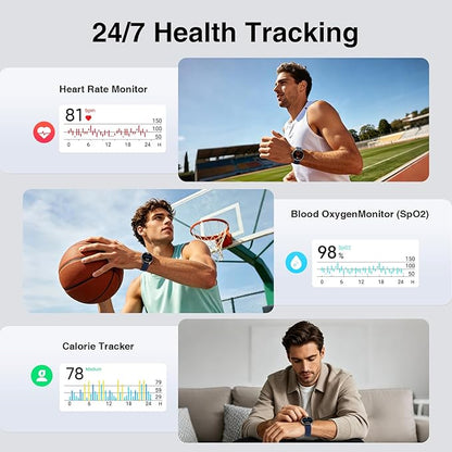 Fitpolo Smart Watch for Men Women Android iPhone, 1.27'' HD Fitness Tracker with Bluetooth Call & Answer, IP68 Waterproof, Heart Rate/SpO2/Sleep Monitor, Built-in AI Voice, 105+ Sports Modes (Blue)