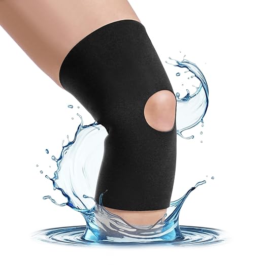 BraceAbility XXXXL Plus Size Open Patella/Open Back Neoprene Knee Sleeve | Water-Resistant Athletic Compression Knee Brace for Swimming, Wakeboarding, Scuba Diving, Surfing (4XL)