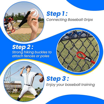 Baseball Bands, 16 Pcs, Highly Elastic & Durable Arm Bands, Resistance Trainer with Interchangeable Grips, Ideal for Training, Warm-Ups & Learning