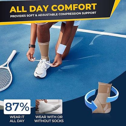 NeoTech Care Adjustable Ankle Support Brace (Beige, Size S, 1 Pair)