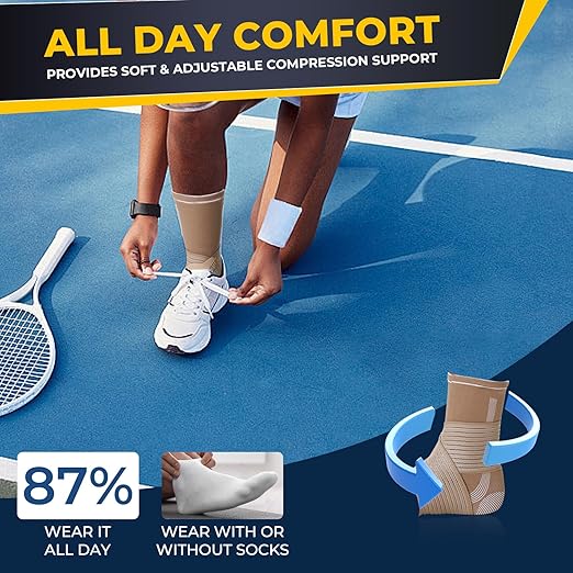 NeoTech Care Adjustable Ankle Support Brace (Beige, Size L, 1 Unit)