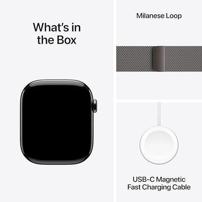 Apple Watch Series 10 [GPS + Cellular 46mm case] Smartwatch with Slate Titanium Case with Slate Milanese Loop - M/L. Fitness Tracker, ECG App, Always-On Retina Display, Carbon Neutral