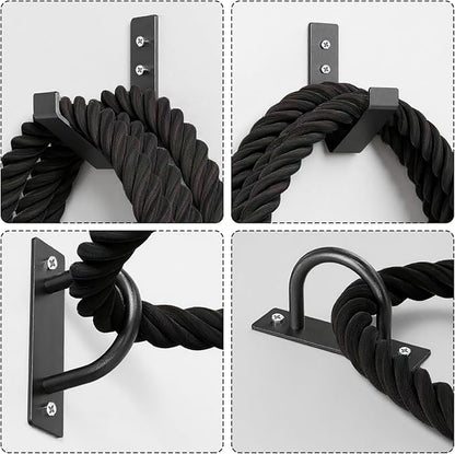 Battle Rope Wall Mount Kit, Heavy Duty Steel Anchor and Storage Hook for 30-50 Feet,1"-2.5" Ropes, Black