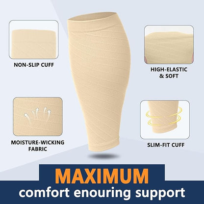 CTHH 3 Pairs Calf Compression Sleeves for Men & Women – Footless Compression Socks Leg Sleeve Support for Shin Splints