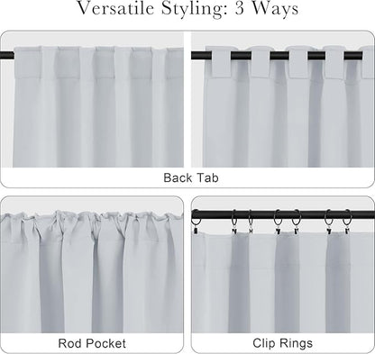 PONY DANCE 36 Inches Curtain Valances - Rod Pocket Window Covering Light Filtering and Privacy Protection Tiers for Home Decoration, 42 x 36 Inches, Greyish White, Set of 2