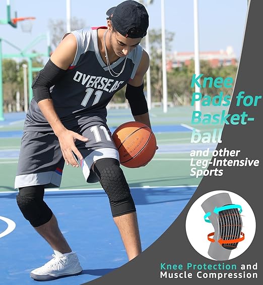 HiRui Knee Pads for Kids Youth Adult, Basketball Baseball Knee Brace Knee Support, Collision Avoidance Kneepad Compression Knee Sleeve for Volleyball Football Cycling Running-1Pair (Black, XXS)